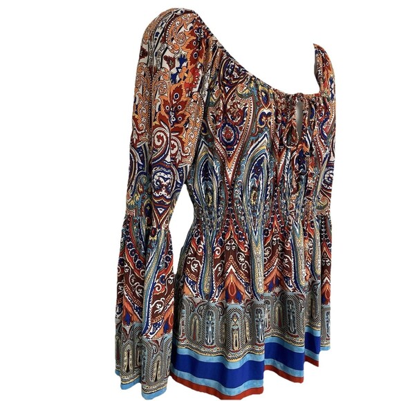 Boston Proper Boho Bell Sleeve Colorful Top - Women’s Size Small - Picture 2 of 9